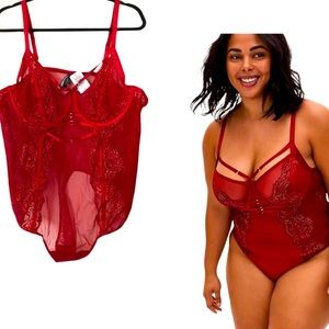 Red Lingerie body suit thong